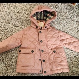 Girls quilted water repellent jacket with hood